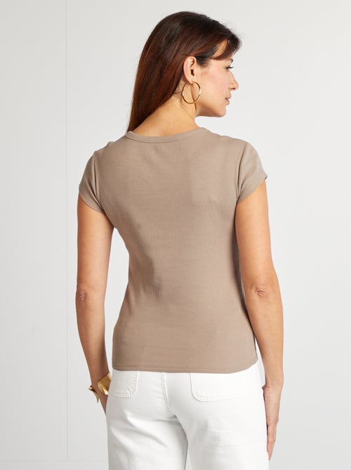 T-shirt van ribstof met korte mouwen - Kiabi