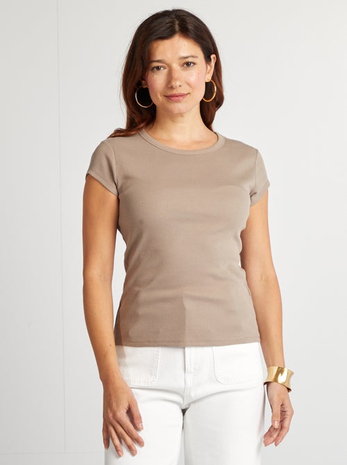 T-shirt van ribstof met korte mouwen - Kiabi