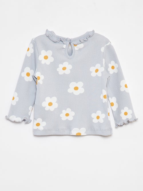 T-shirt van ribstof met lange mouw - Kiabi