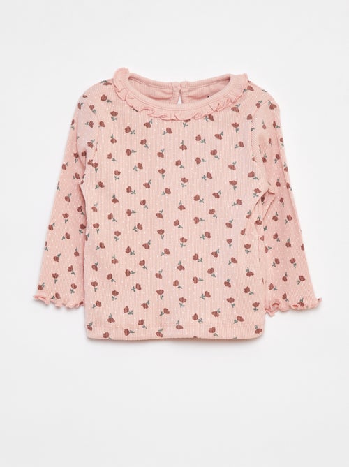 T-shirt van ribstof met lange mouw - Kiabi