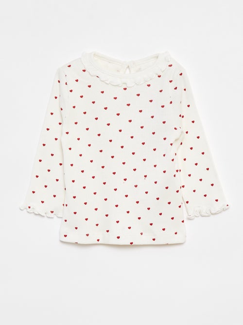 T-shirt van ribstof met lange mouw - Kiabi