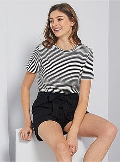 Damesmode maat 34-48 - T-shirt van ribtricot - Kiabi
