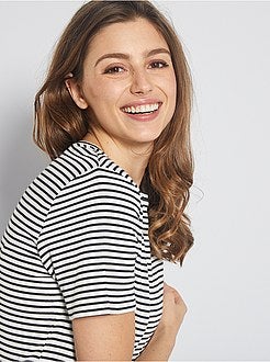 Damesmode maat 34-48 - T-shirt van ribtricot - Kiabi