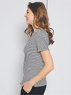 Damesmode maat 34-48 - T-shirt van ribtricot - Kiabi