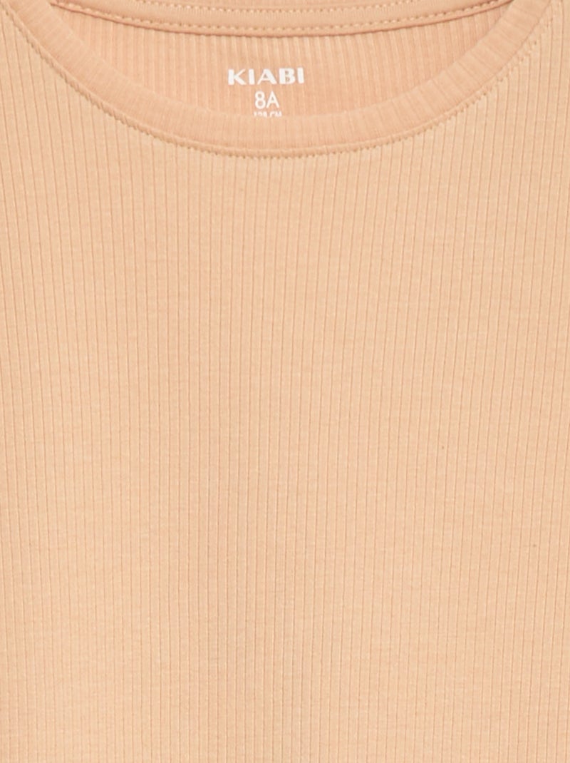 T-shirt van ribtricot Biege - Kiabi