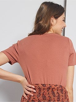 Damesmode maat 34-48 - T-shirt van ribtricot - Kiabi