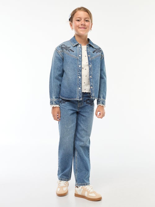 T-shirt van ribtricot met bloemmotief - Kiabi