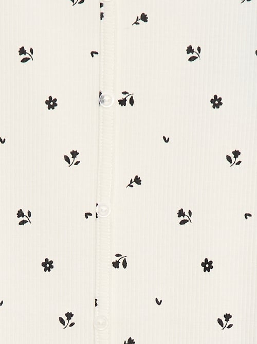 T-shirt van ribtricot met bloemmotief - Kiabi