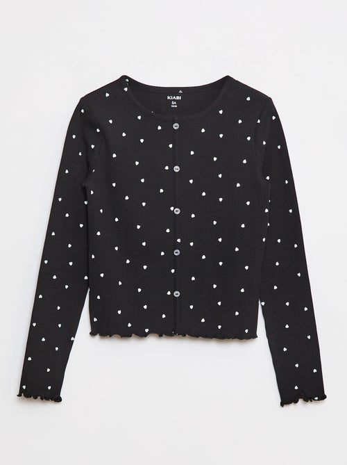 T-shirt van ribtricot met bloemmotief - Kiabi