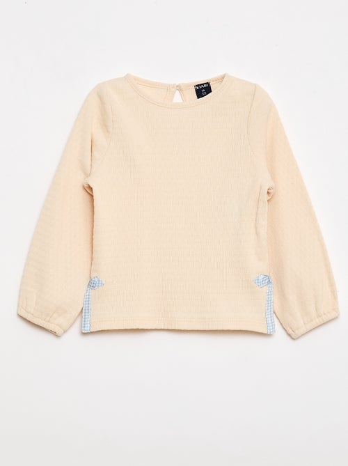 T-shirt van ribtricot met decoratieve knoopjes - Kiabi