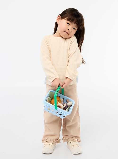 T-shirt van ribtricot met decoratieve knoopjes - Kiabi