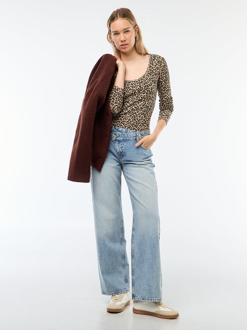 T-shirt van ribtricot met lange mouw - Kiabi