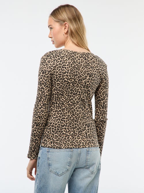 T-shirt van ribtricot met lange mouw - Kiabi