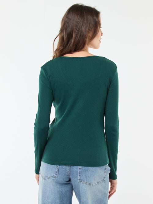 T-shirt van ribtricot met lange mouw - Kiabi