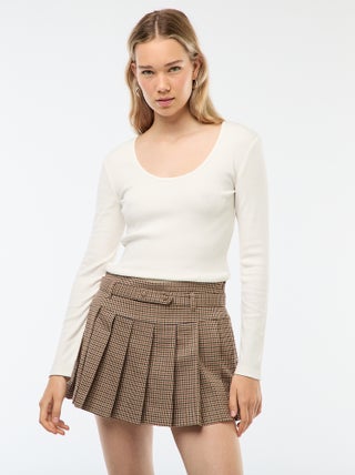 T-shirt van ribtricot met lange mouw