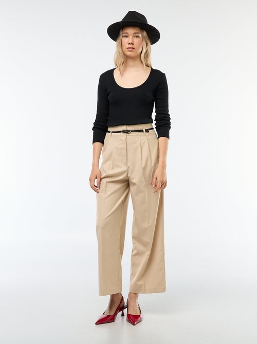 T-shirt van ribtricot met lange mouw - Kiabi