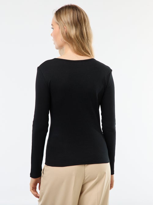 T-shirt van ribtricot met lange mouw - Kiabi
