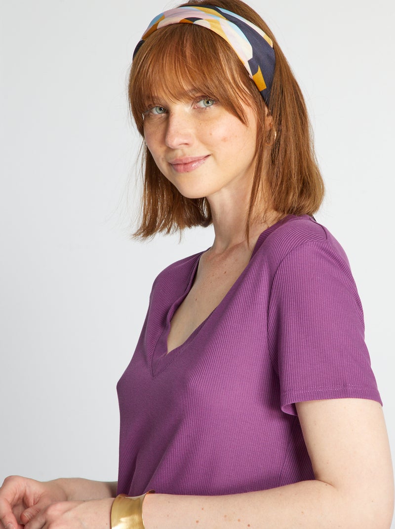 T-shirt van ribtricot paars - Kiabi