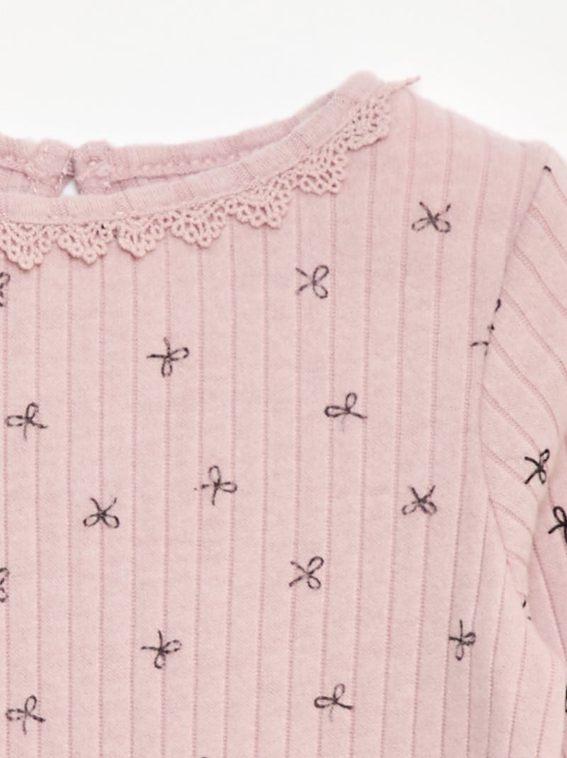 T-shirt van ribtricot Paars - Kiabi