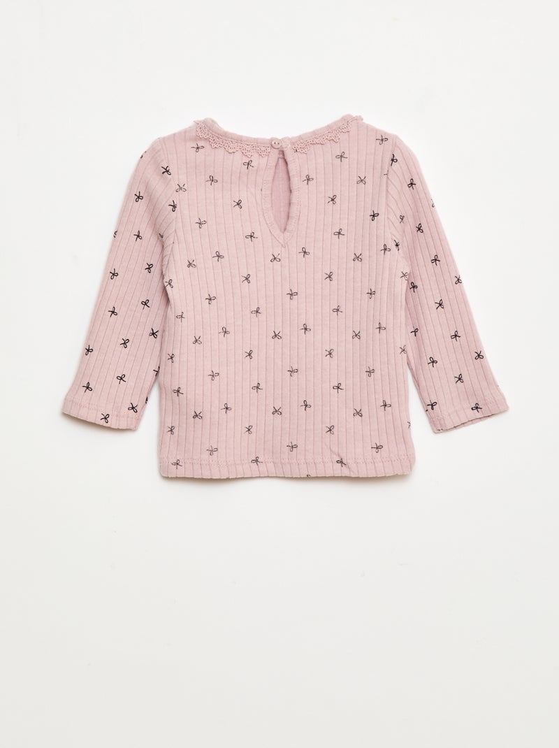 T-shirt van ribtricot Paars - Kiabi