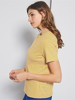 Damesmode maat 34-48 - T-shirt van ribtricot - Kiabi