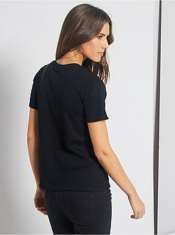 Damesmode maat 34-48 - T-shirt van ribtricot - Kiabi