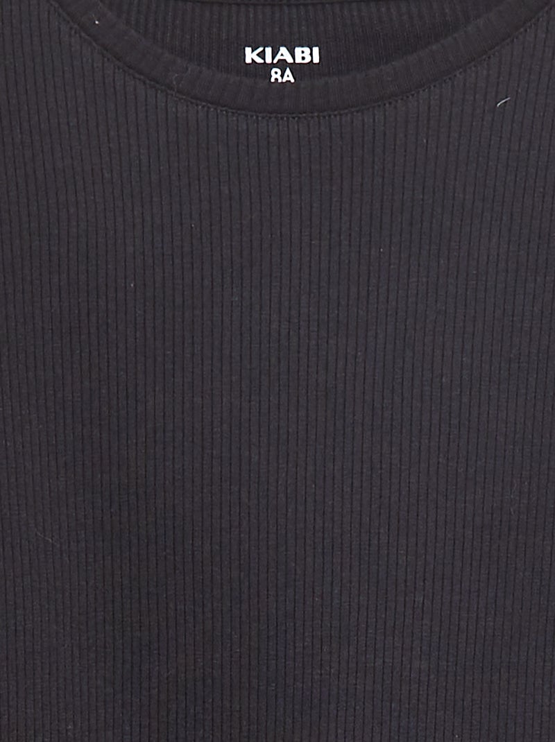 T-shirt van ribtricot zwart - Kiabi