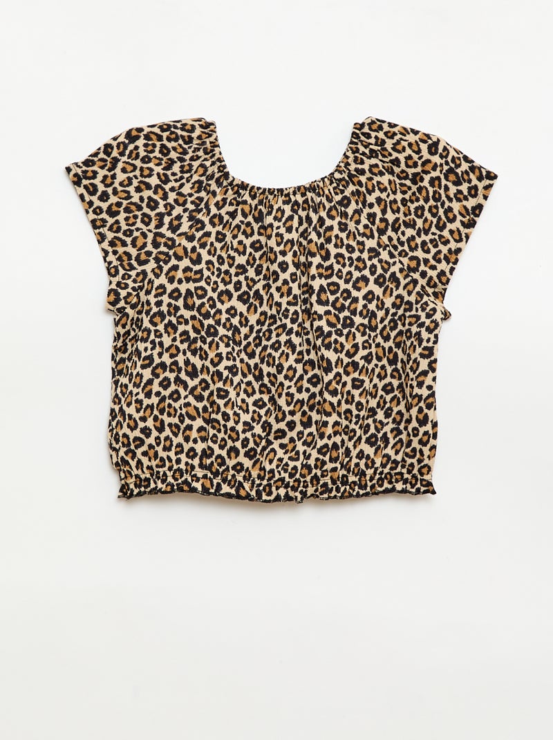 T-shirt van stretchjersey Bruin - Kiabi