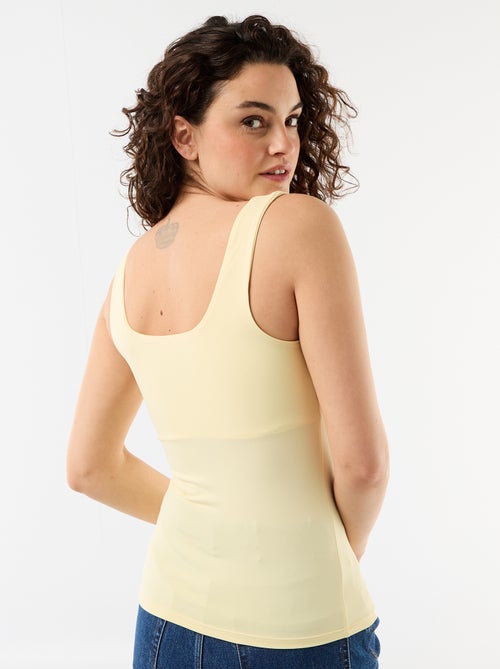 T-shirt van stretchtricot met vierkante hals - Kiabi