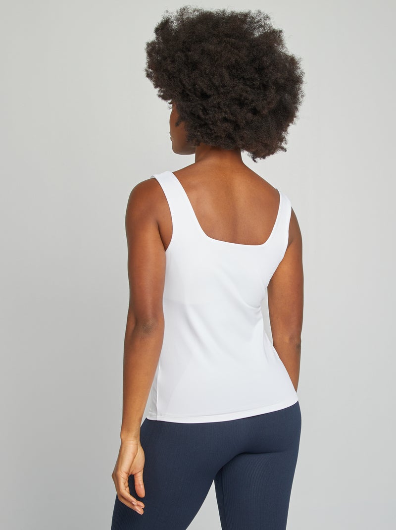 T-shirt van stretchtricot met vierkante hals wit - Kiabi