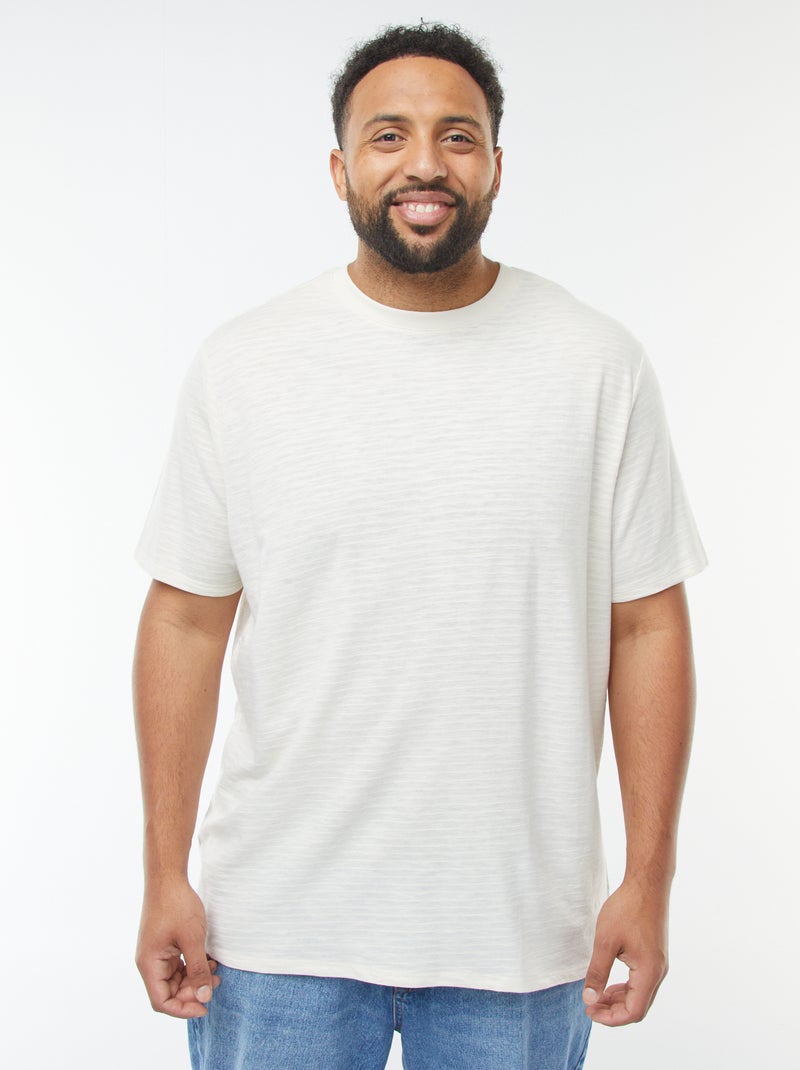 T-shirt van textuurtricot met korte mouw Wit - Kiabi