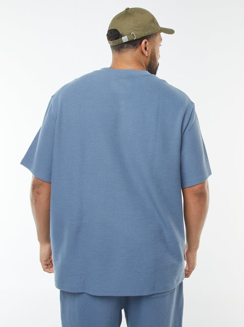 T-shirt van textuurtricot met V-hals - Kiabi