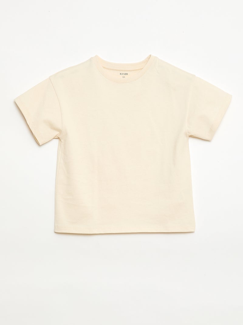 T-shirt van Tough Cotton met korte mouwen Biege - Kiabi