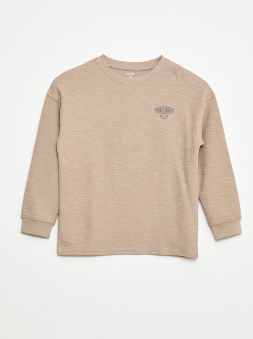 T-shirt van tricot met borduursel - Kiabi