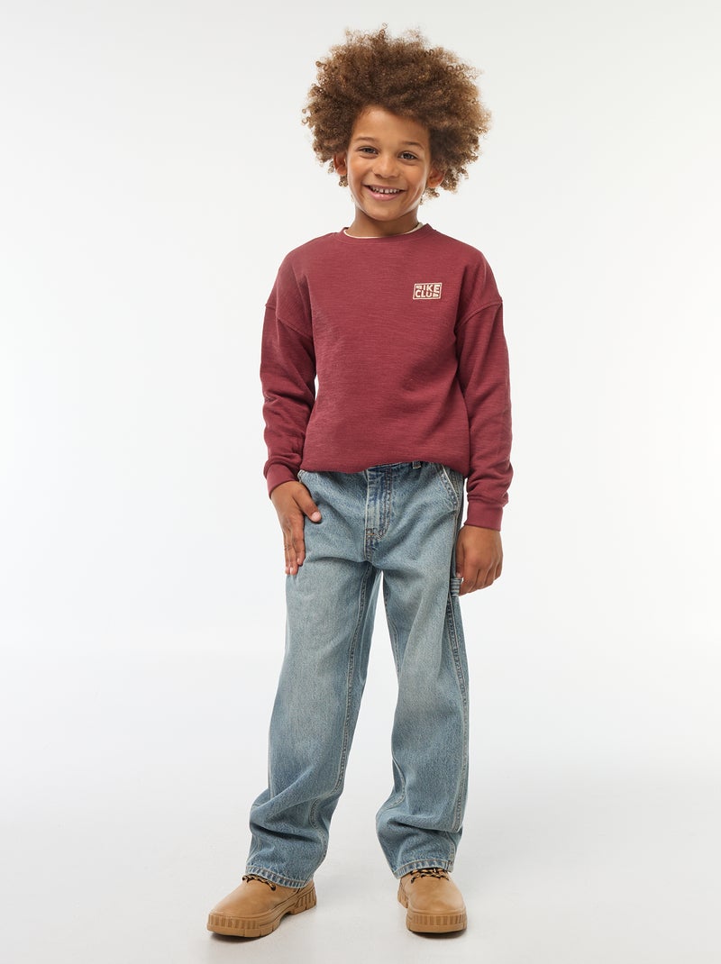 T-shirt van tricot met borduursel Bruin - Kiabi