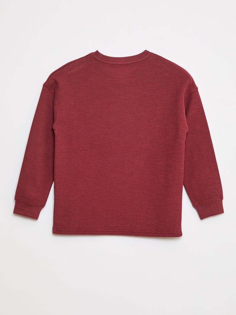 T-shirt van tricot met borduursel Bruin - Kiabi