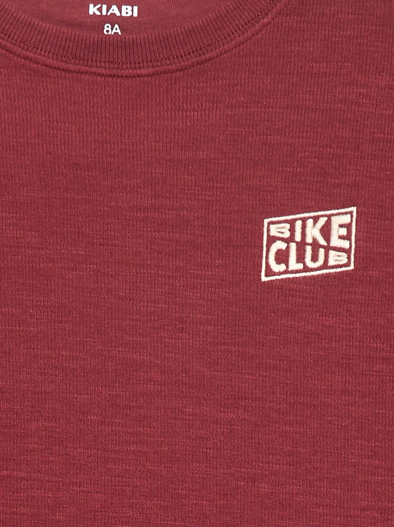 T-shirt van tricot met borduursel Bruin - Kiabi