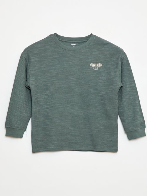 T-shirt van tricot met borduursel - Kiabi