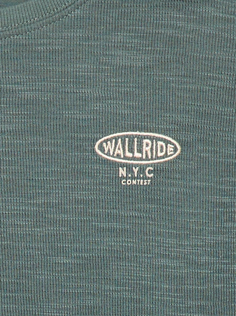 T-shirt van tricot met borduursel Groen - Kiabi