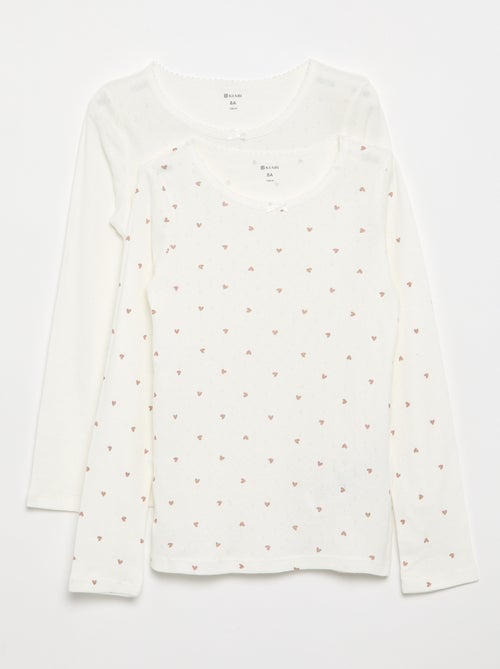 T-shirt van tricot met fijn ajourmotiefje - Kiabi
