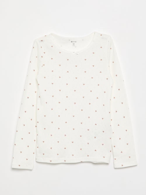 T-shirt van tricot met fijn ajourmotiefje - Kiabi