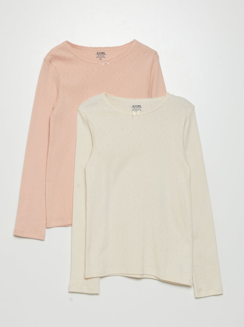 T-shirt van tricot met fijn ajourmotiefje ROSE - Kiabi