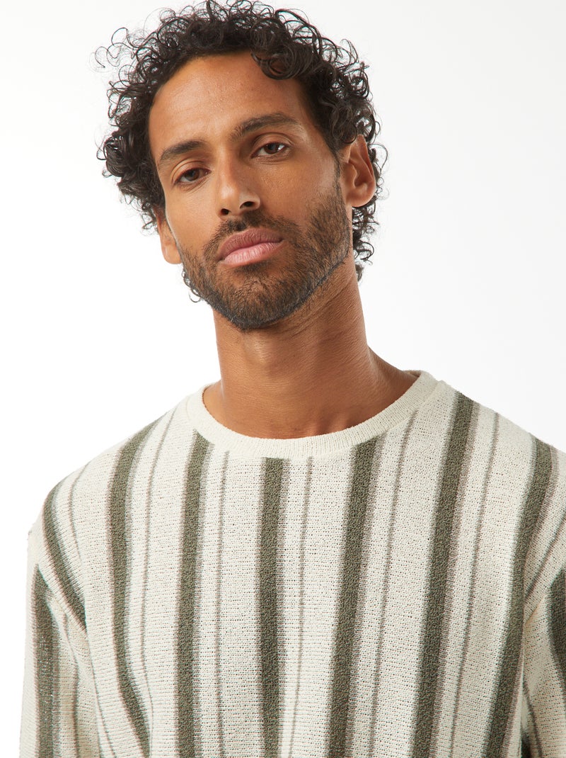 T-shirt van tricot met korte mouw Biege - Kiabi