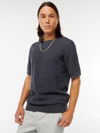 T-shirt van tricot met korte mouw