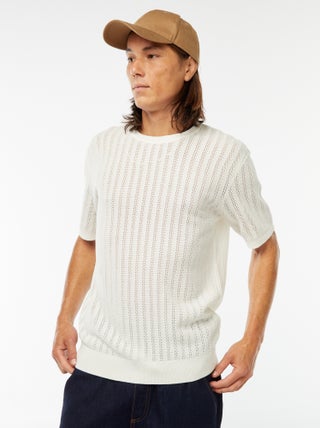 T-shirt van tricot met korte mouw