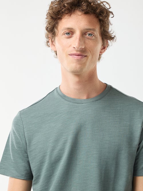 T-shirt van tricot met korte mouwen - Kiabi