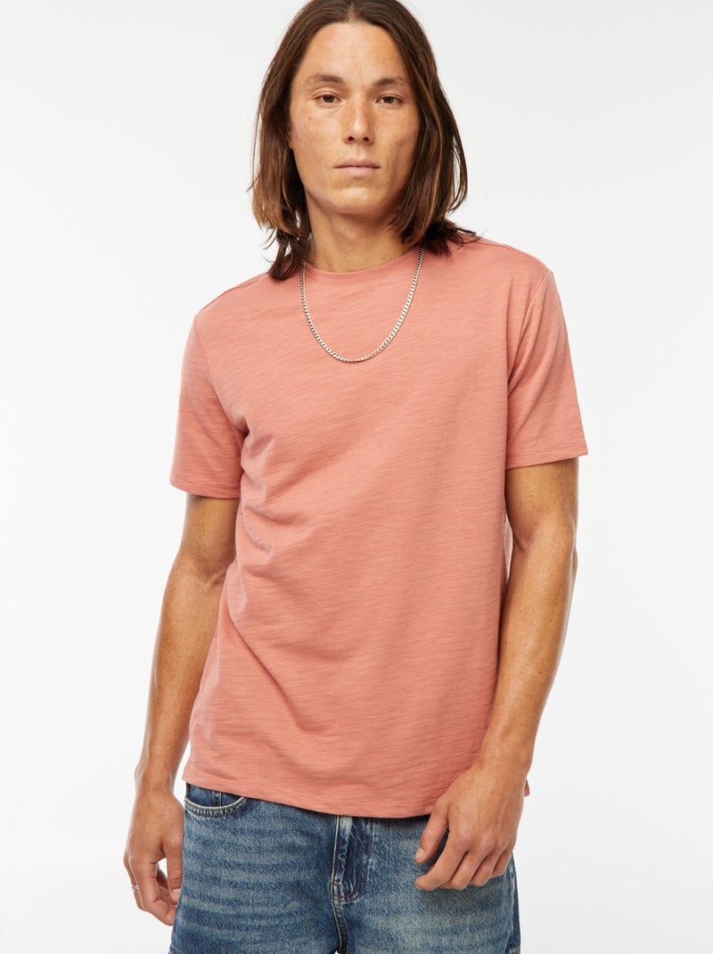T-shirt van tricot met korte mouwen Rose - Kiabi