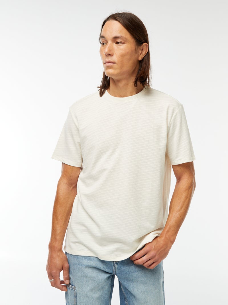 T-shirt van tricot met korte mouwen Wit - Kiabi
