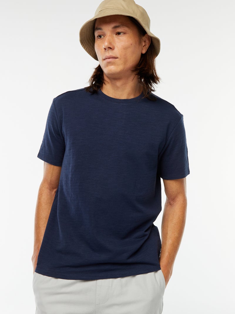 T-shirt van tricot met korte mouwen Zwart - Kiabi