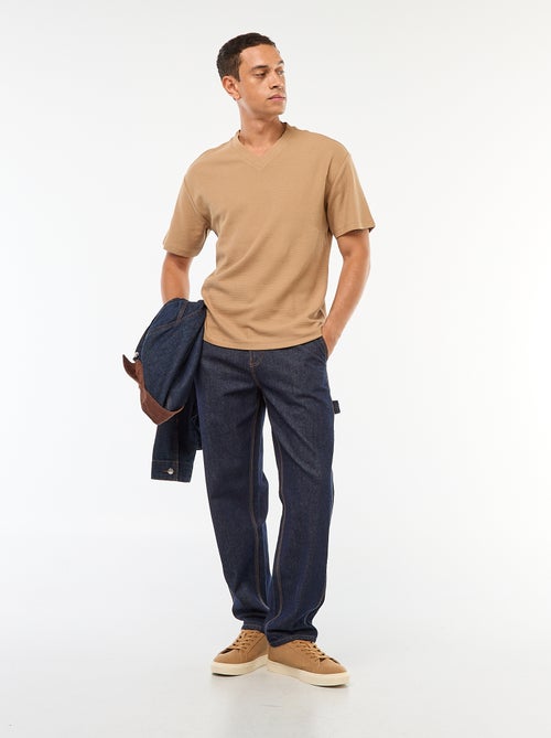 T-shirt van tricot met V-hals - Kiabi